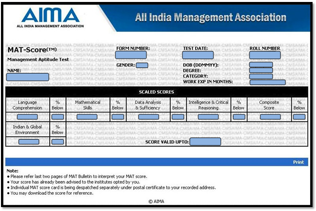 MAT Result 2019 (December), MAT Exam Score Card, Result Announced  MBA