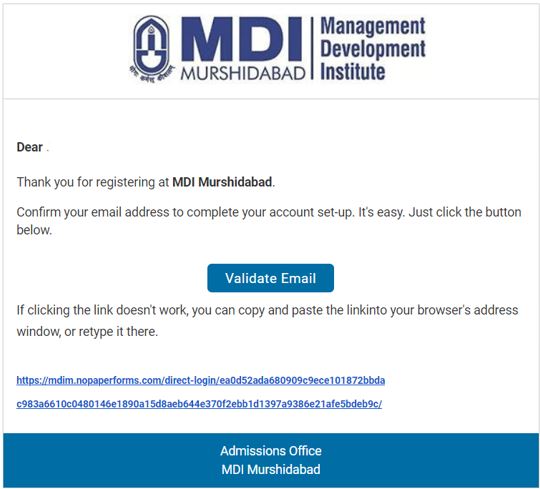 MDIM verification mail