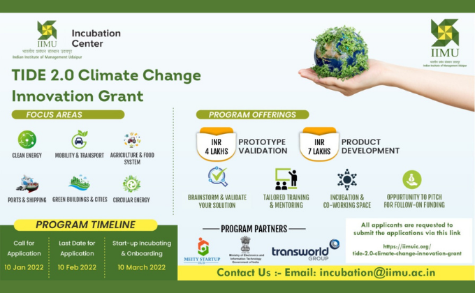 IIM Udaipur Incubation Centre launches first-ever Startup Cohort towards Climate Change; invites eligible startups